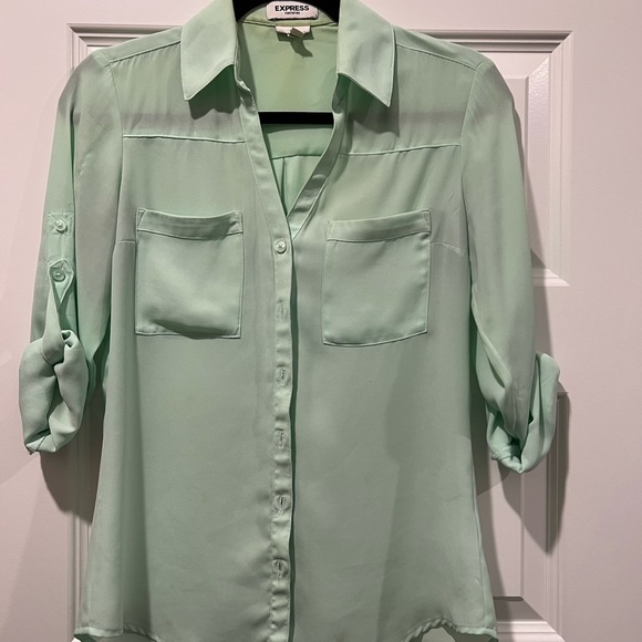 Express Tops - Light Green Blouse - Express
